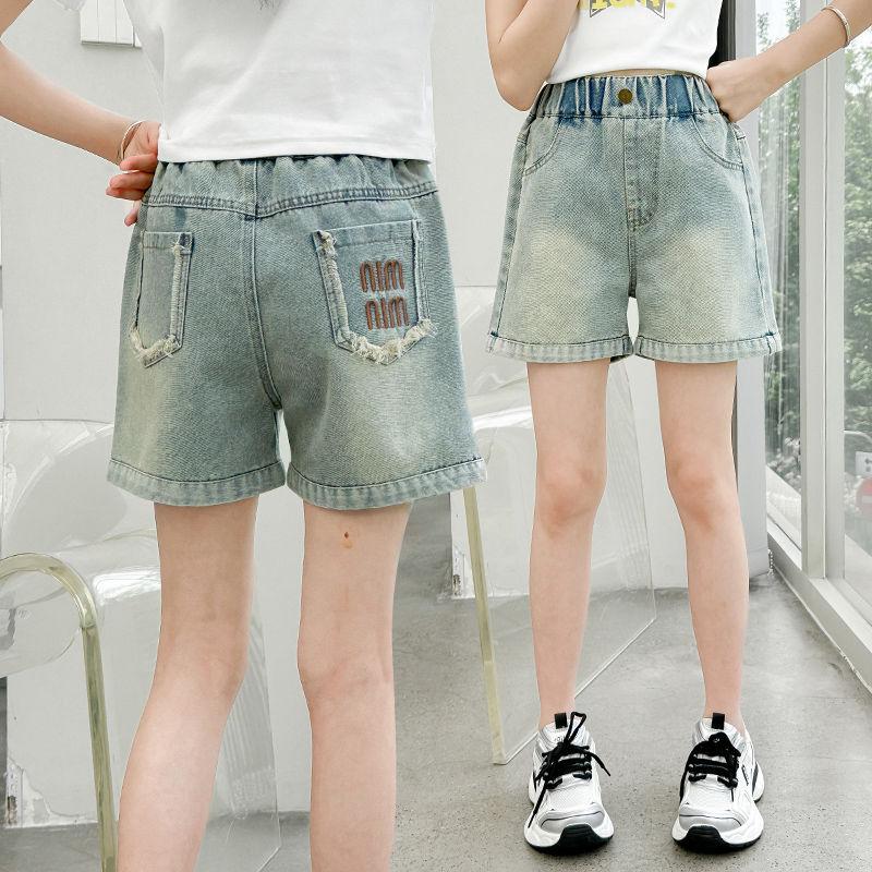 

Девичьи джинсовые шорты на лето Детские брюки средней длины Тонкий крой Девичья летняя одежда Брюки для верхней одежды 160