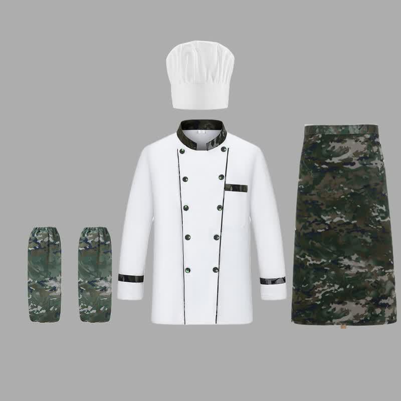 Ink Wash Pattern Culinary Workwear 4-Piece Set