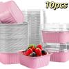 10pcs/set New Non-Stick Aluminum Foil Baking Cups with Lids Heat Resistant Muffin Boxes Square Shape Mini Loaf Pans Kitchen Tool