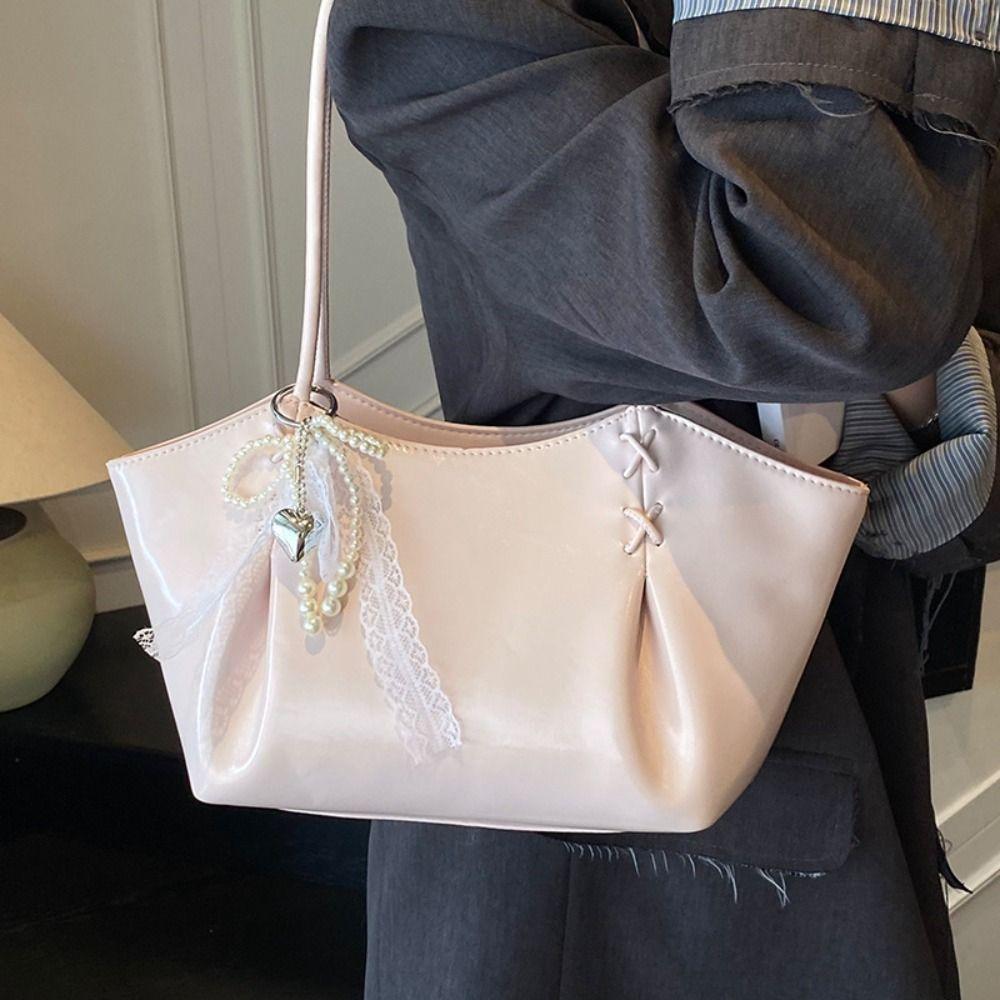 Elegant Autumn Winter Underarm Bag PU Leather French Tote Bag Vintage Commuting Handbag  Girls