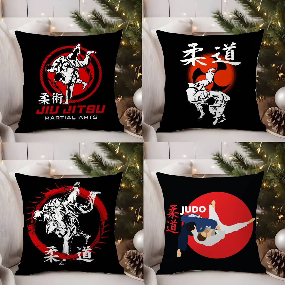 Sports Judo Martial Arts Pillow Case Sofa Short Plush Double-Sided Hd Printing Room Home Office Gift Cushion Cover