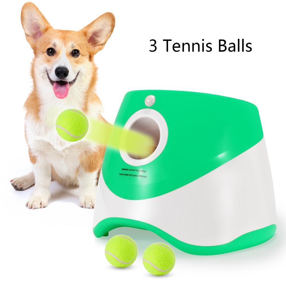 

LED Indicator Dog Ball Thrower Adjustable Distance Tennis Throw Machine Indoor Outdoor Use зелёный