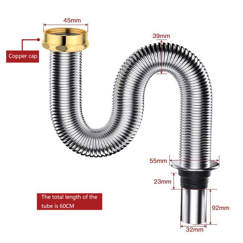 

40/60 см Нержавеющая сталь Ванная комната Кухня Раковина Сифон Слив Отходы Гибкая труба Шланг Дом Выдвижная дренажная труба