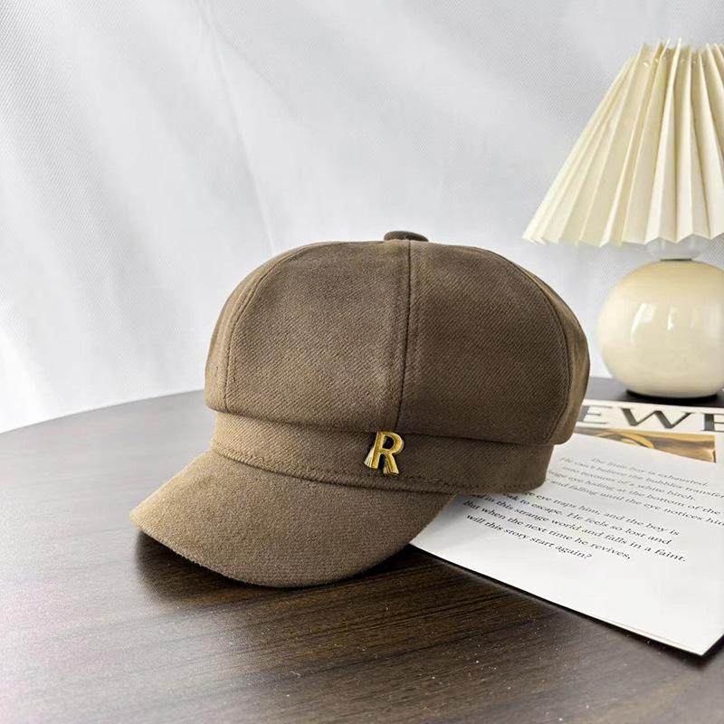 

Женский шерстяной берет: Большая голова, маленькое лицо, теплая осенне-зимняя кепка газетчика One Size (55-59CM)