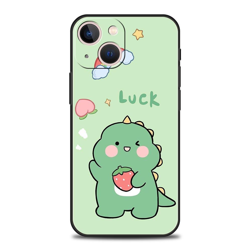 

Cute Dinosaur Bear Couple Phone Case For iPhone 13 15 14 12 11 Pro MAX XR X SE XS 7 8 Plus Silicone Black Protection Cover iPhone 7 8 SE