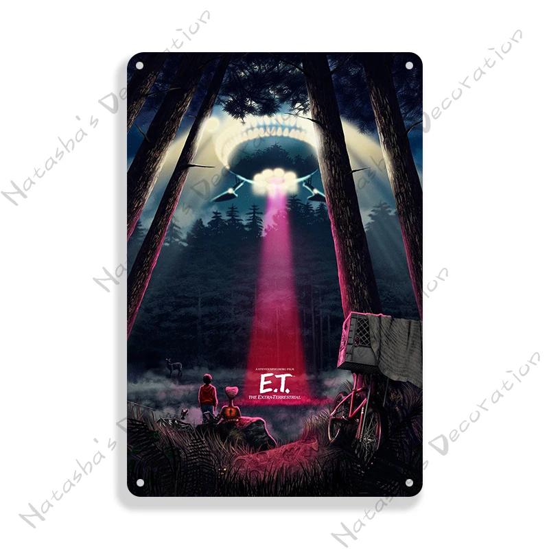 E.T. the Extra-Terrestrial Movie Metal Poster Vintage Wall Plate Bar Club Industrial Decor Metal Tin Sign Vintage Metal Plaque