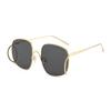 Oversized Square Women's Sunglasses Fashion Metal Large Frame Men's Sunglasses Personalized Curved Glasses Driving Goggles UV400
