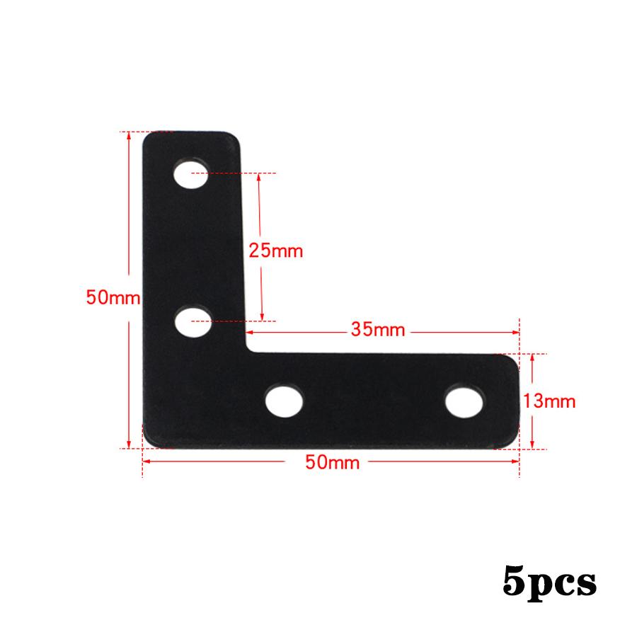 Black and silver T/L 1.96in stainless steel corner codes, shape corner brackets, brackets, wardrobe fixing connectors for shelve