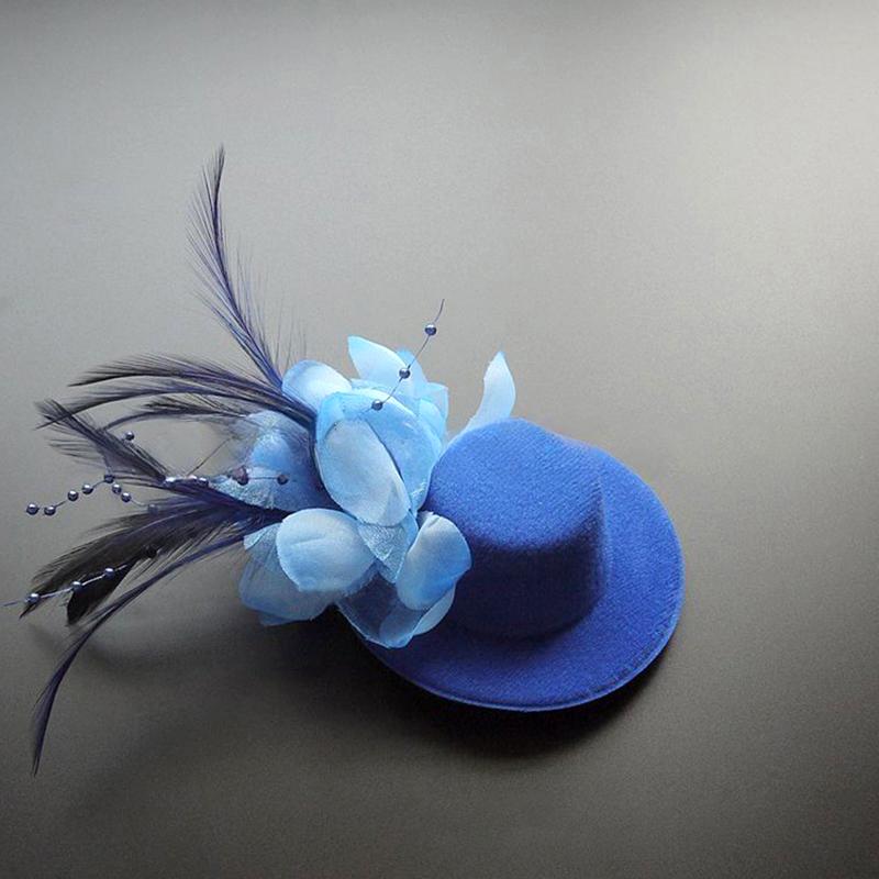 1Pc Hair Clips Hair Accessories Fascinator Hat Girl Flower Feather Children's Pearl Beaded Decor Headwear