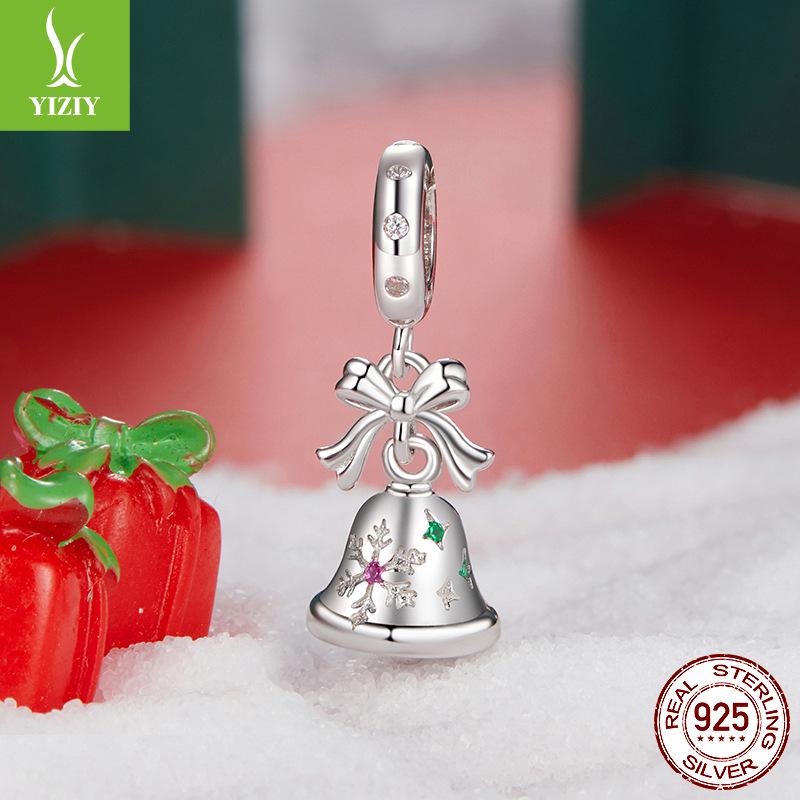 Yinziyun S925 Sterling Silver Small Bell Pendant Christmas Necklace