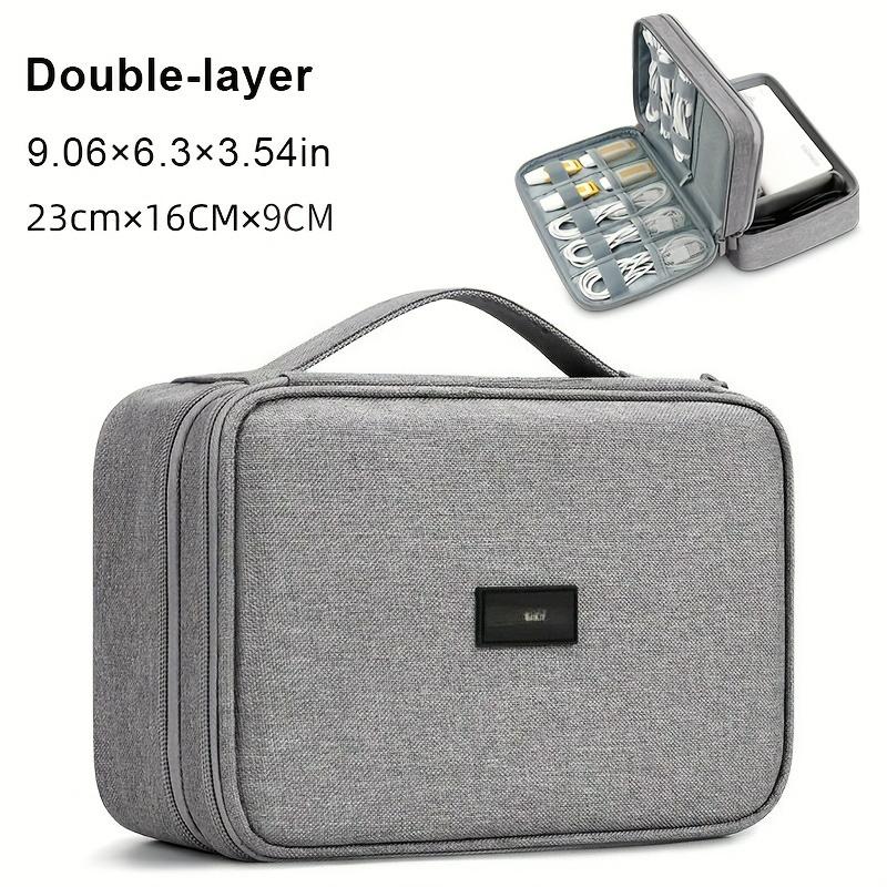 Double Layer Large Capacity Cable Storage Bag Portable Handbag for Office Supplies Electronic Accessories Organizer
