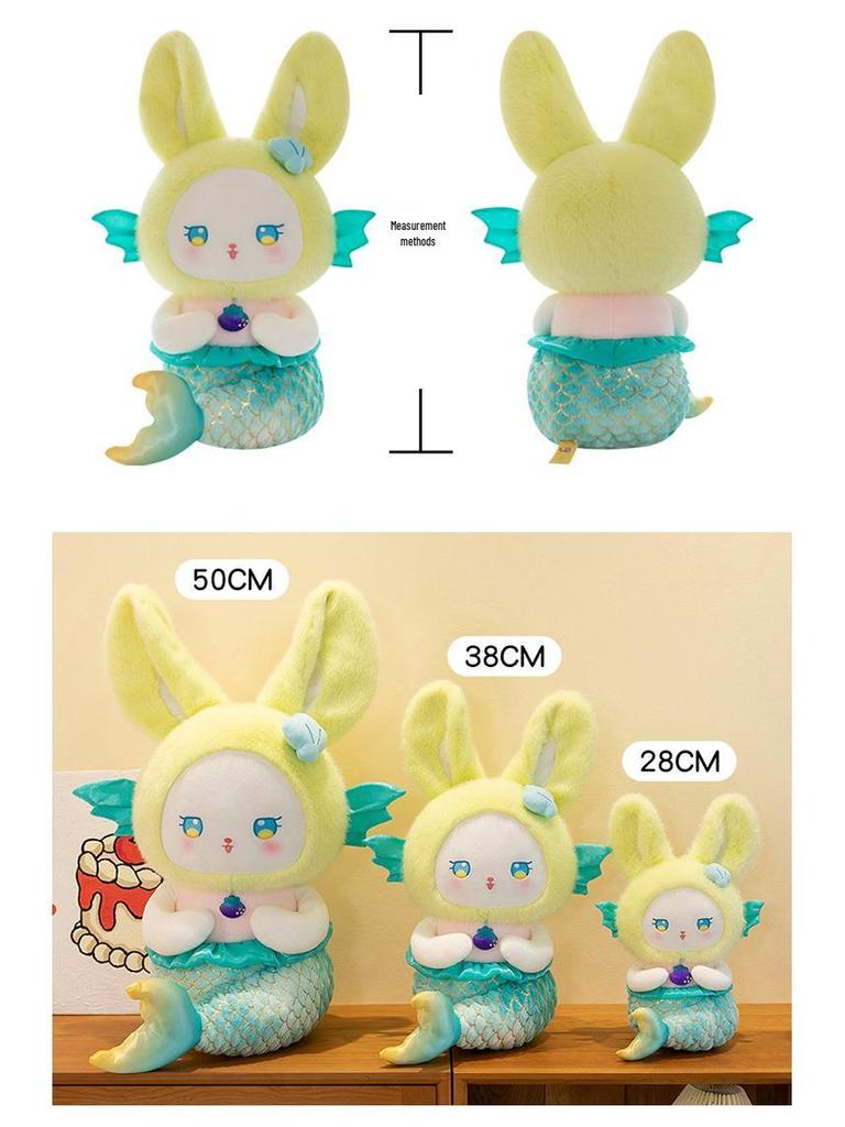 Colorful Mermaid Rabbit Plush Toy Pillow, Creative Gift for Girls