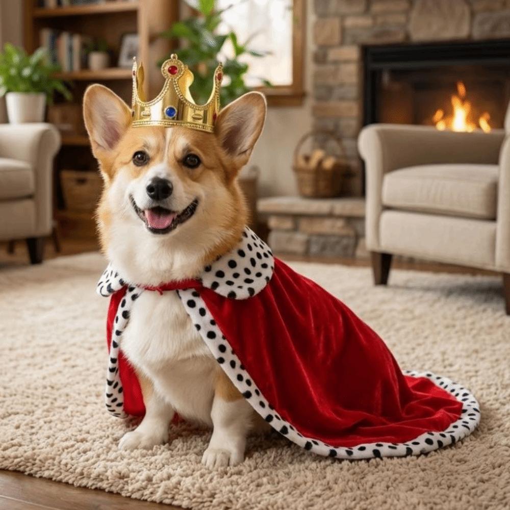 With Crown Dog King Cloak Velvet Trimmed Pet Cosplay Cloak Funny Pet Costume Cosplay Party