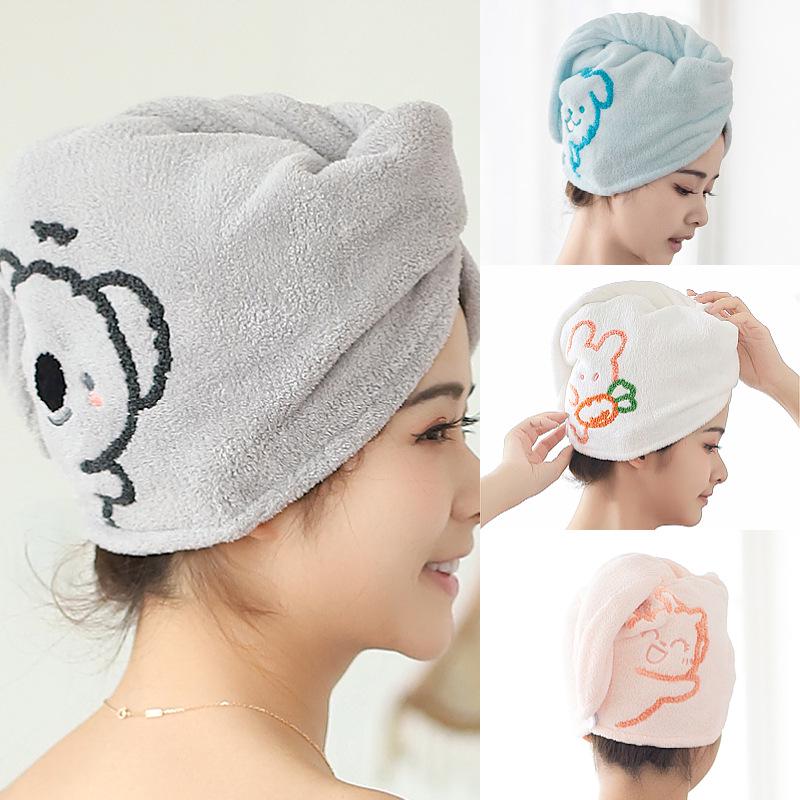 Soft Quick-Dry Coral Fleece Hair Drying Hat for Women and Kids