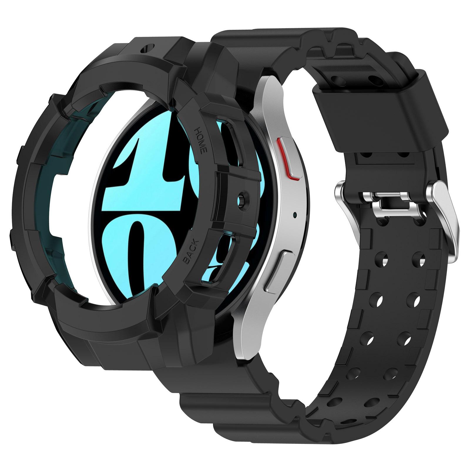 For Samsung Galaxy Watch7 44mm Silicone+TPU Watch Band Wrist Strap with Watch Case A