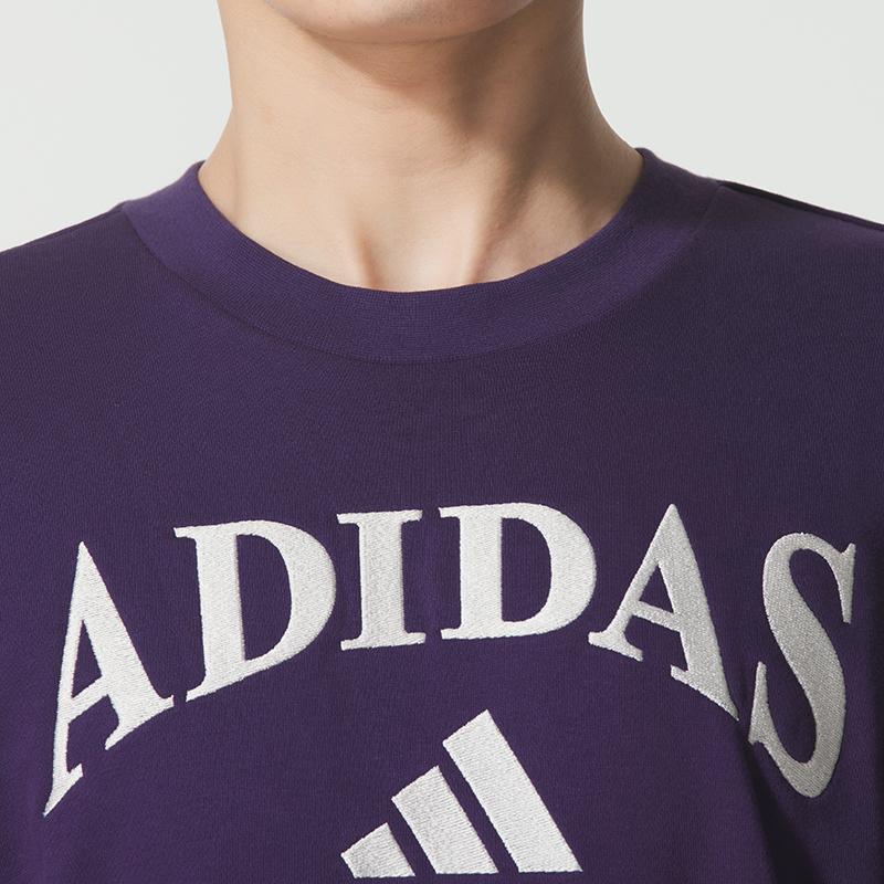 Adidas Letter Print Pattern Long Sleeve Sweatshirt Men sweatshirt Aurora-Plum KA0995