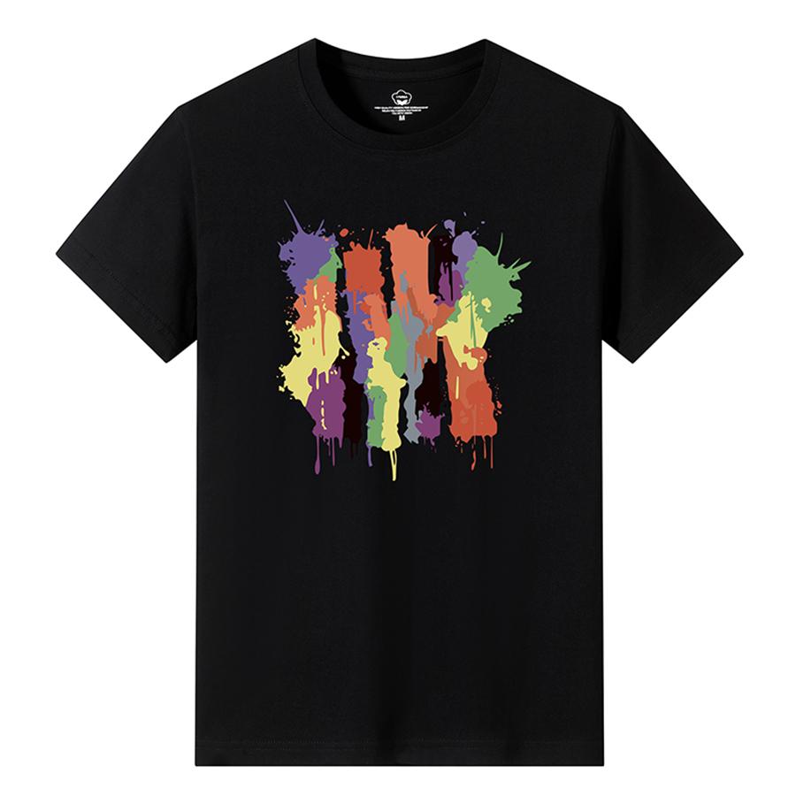 Loose Fit Summer Casual Cotton TShirt Short Sleeve Crew Neck Geometric Print Mens Top Breathable Comfortable Unisex Shirt