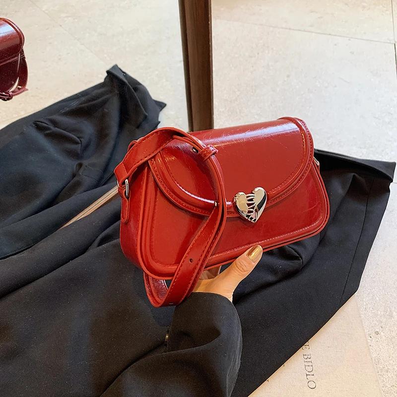 Dámská kabelka přes rameno s červenou texturou, nová, oblíbená, crossbody, módní
