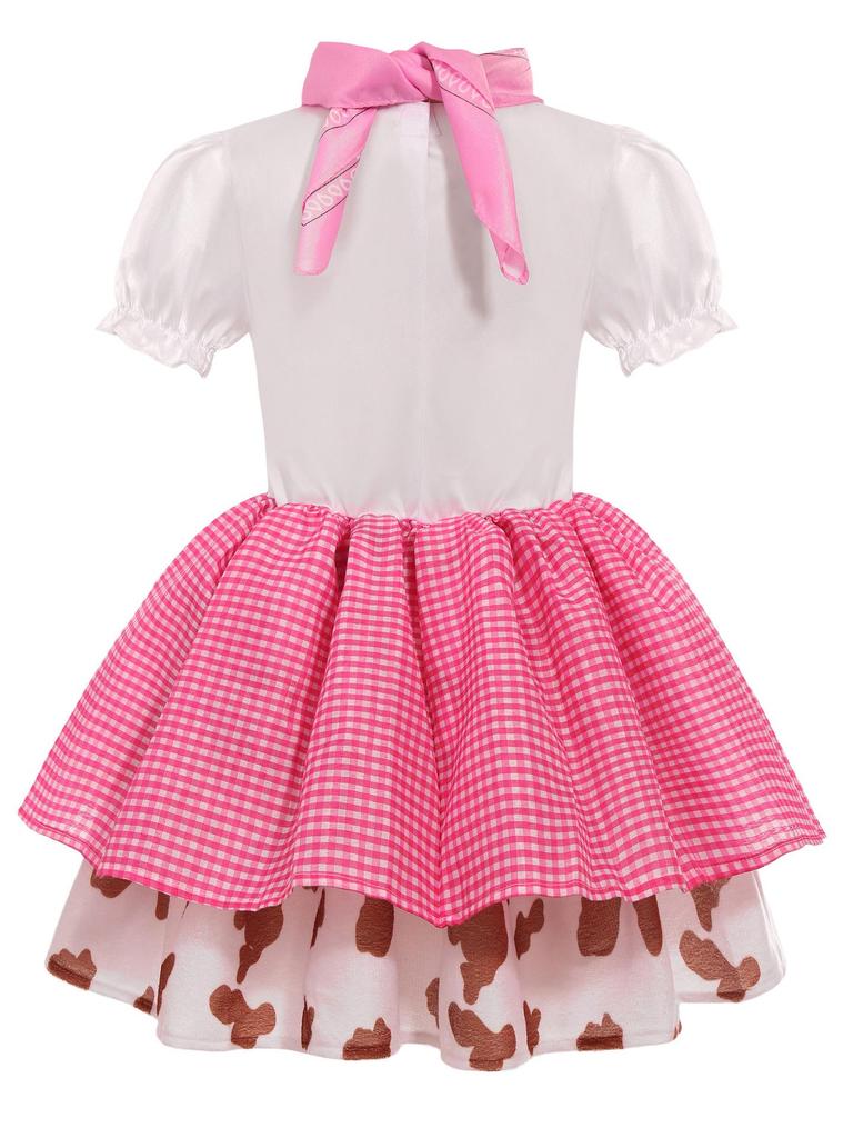 Girls' Pink Denim Western Cowboy Skirt Halloween Costume Set