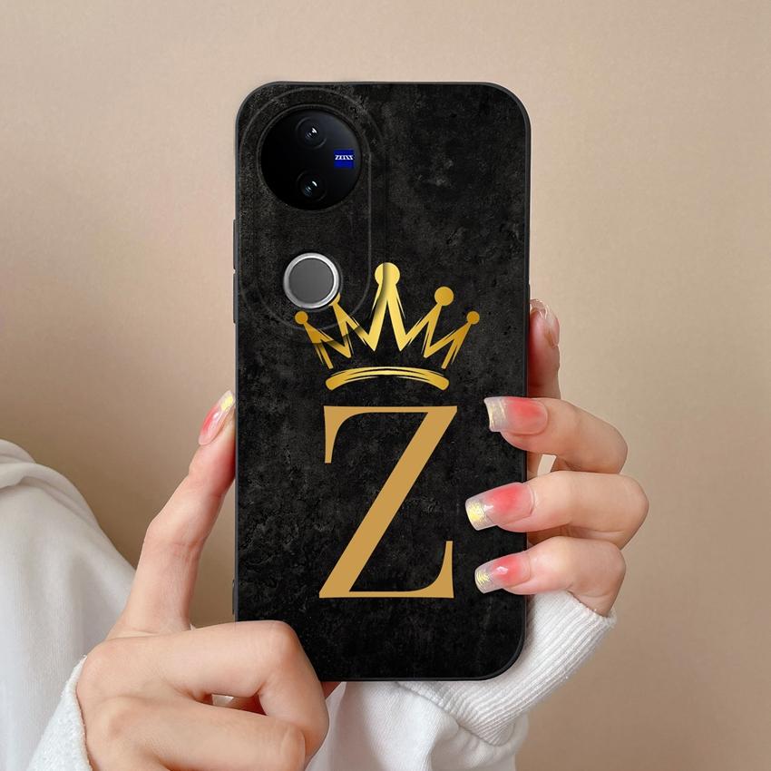 Case For Vivo V50 V40 V30 Lite V20 V21 V30e Fashion Crown Letters Phone Covers Screen Protector Liquid Silicone Dustproof Shell For Vivo Bumper Casing