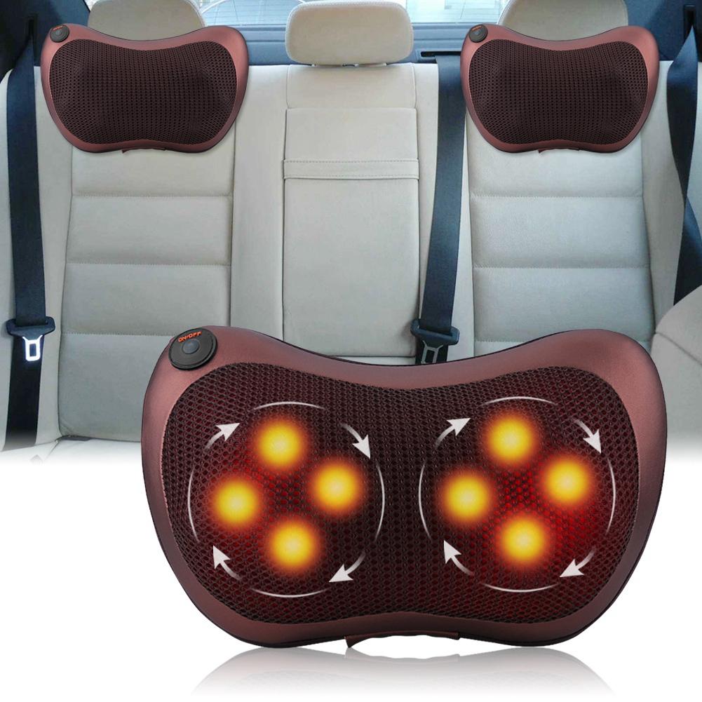 8 Kneading Rollers Heating Neck Shoulder Back Massage Pillow Cushion Brown European Standard