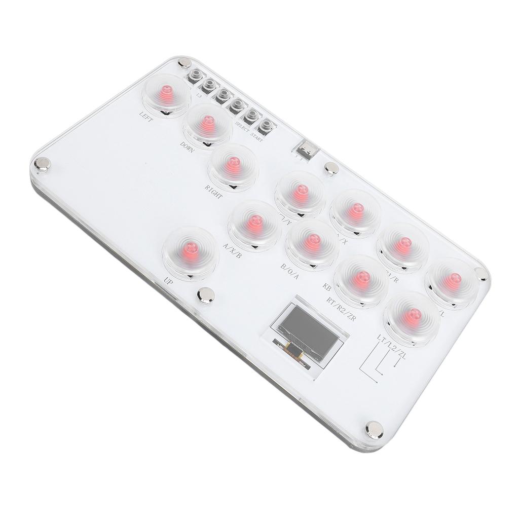 Leverless Game Controller Acrylic 12 Keys DIY Leverless Fighting Controller with Custom RGB and