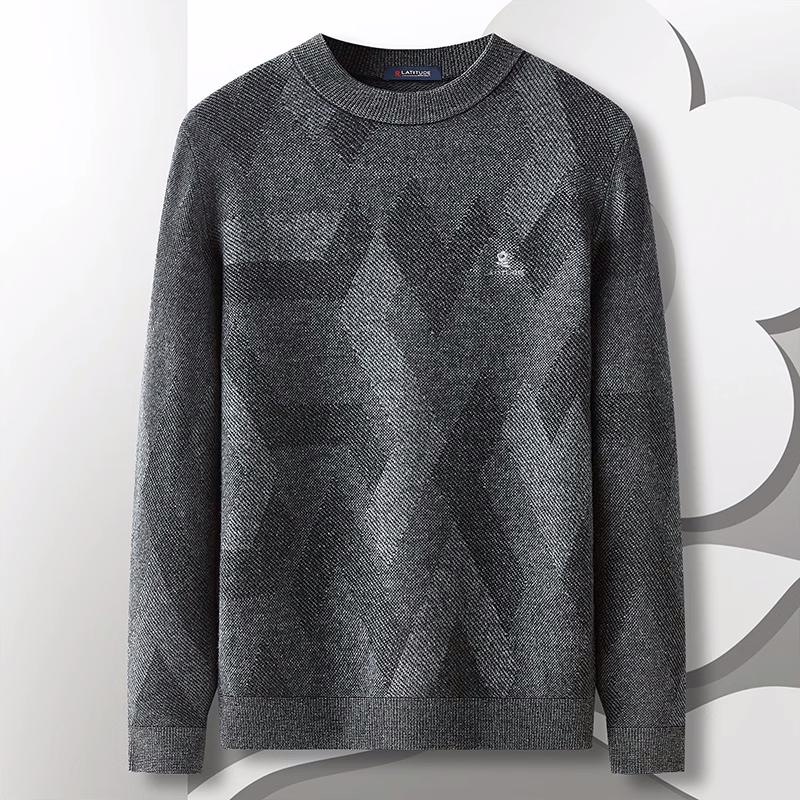 

MONTAGUT Men s 100% Pure Wool Thickened Warm Crew Neck Sweater 3XL