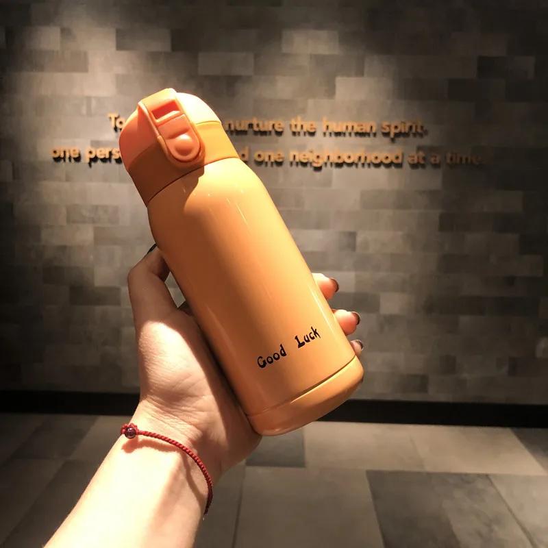 1-2PCS New Design Small Mini Pop-up Lid Portable Double Wall Insulated Stainless Steel Water Bottle For Kids