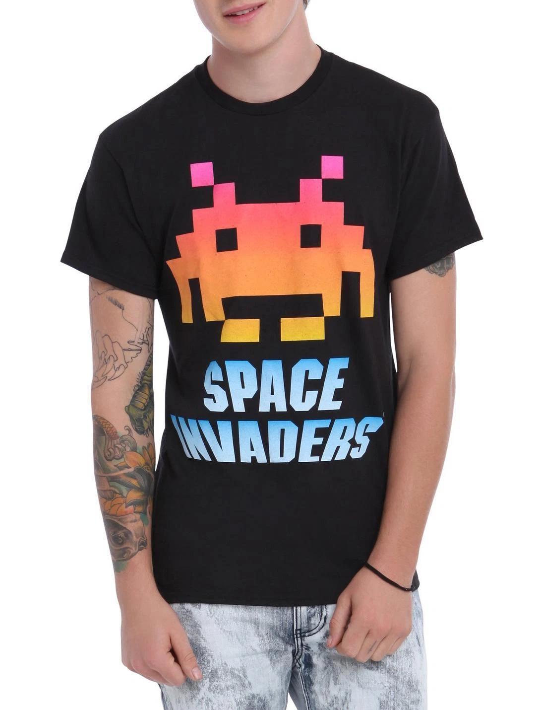 Space Invaders Mens Classic Arcade Game Pixelated Alien Retro Shirt New S-2XL XL