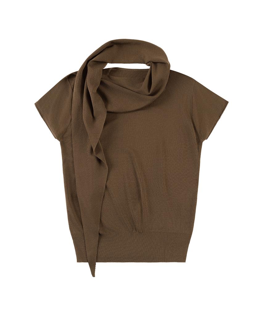 Siyajyu Sikn2178 Cowl Scarf Knit Top_Brown
