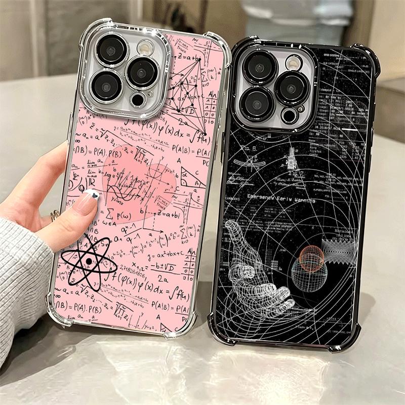 Physics Chemical Mathematics Soft Phone Case For iPhone 15 16 17 Air 14 Pro Max 16E Plus 13 12 Mini Plating Anti-Fall Fundas