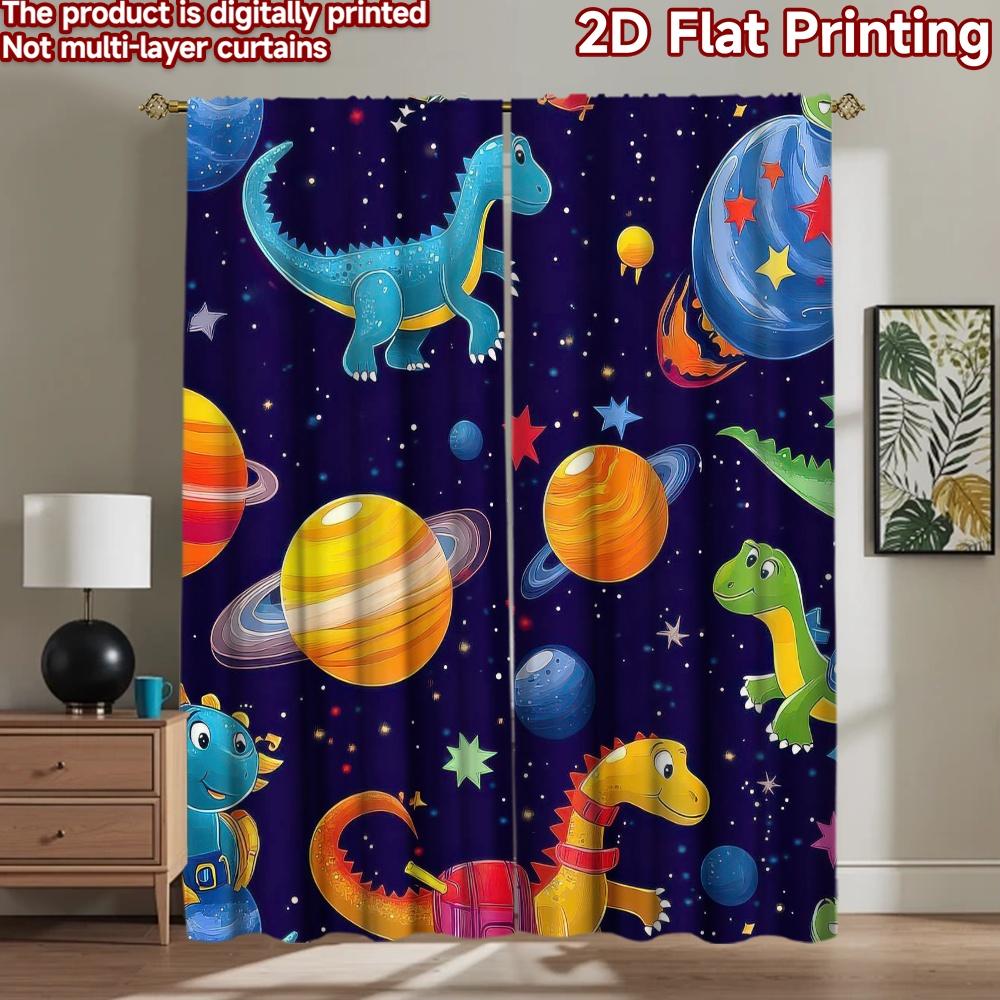 2D flat Photography Backdrop Tapestry Dinosaurs in Space 100% Polyester Holiday Decorations Use for The perfect choice for 60×150cm