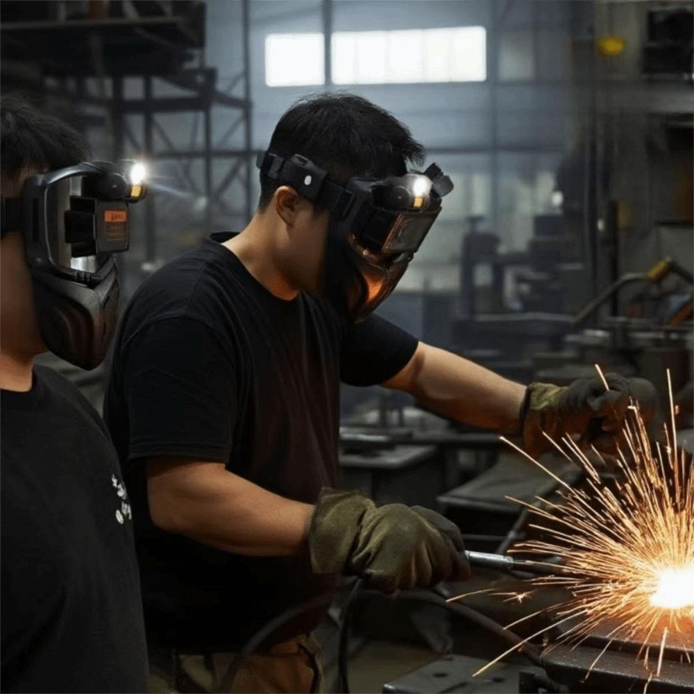 Auto Darkening Auto Darkening Welding Helmet Split Type Equipped with Headlights Welder Protector Helmet Adjustable Band