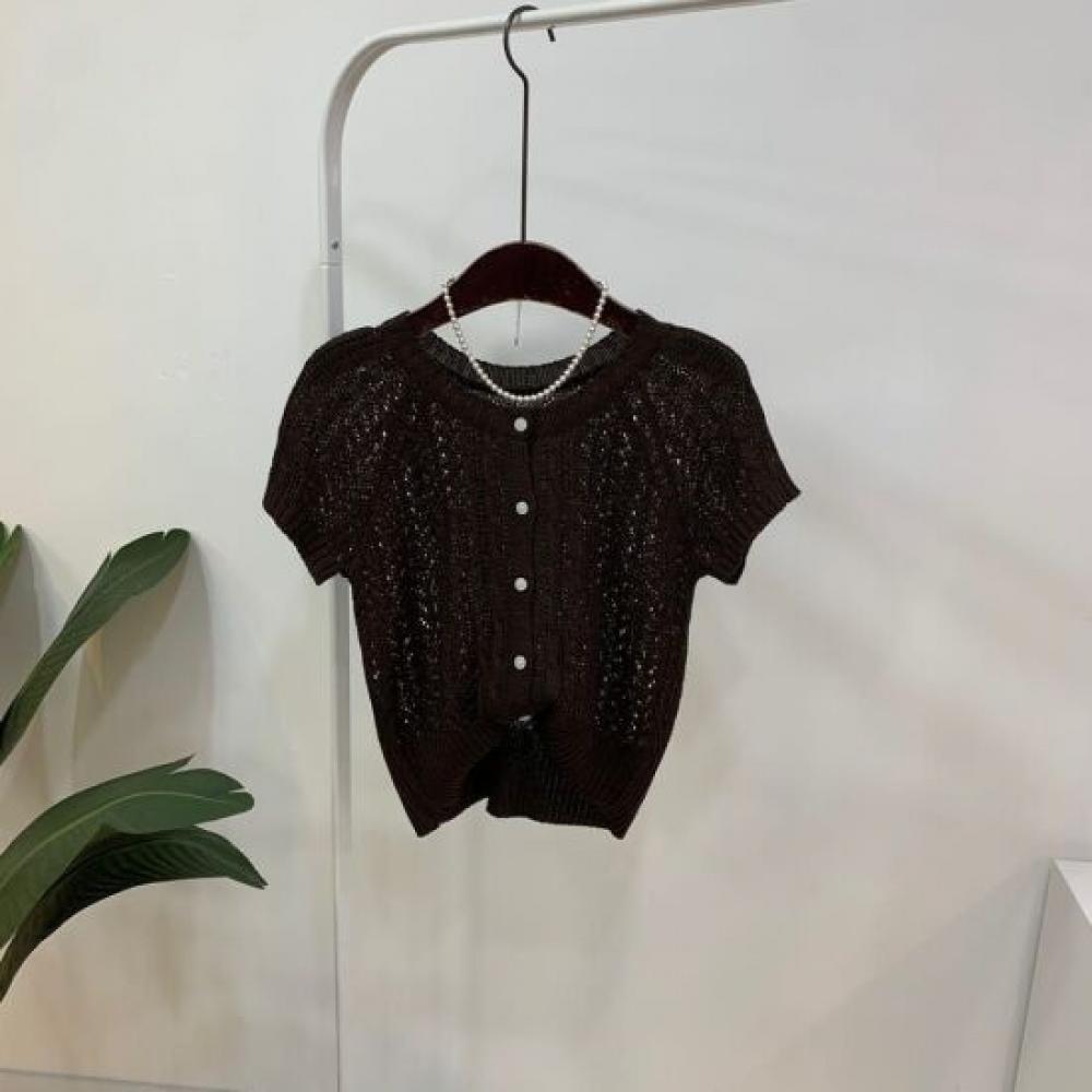 C S In The Room Women S De Noe CroChet Raglan Short Sleeve Knit Cardigan 4ColorS