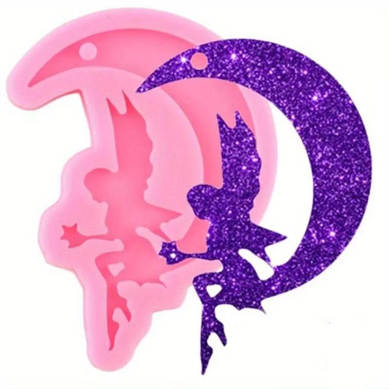 Silicone Angel Fairy Moon Resin Mold - Semi-Circular, Irregular Shape for Jewelry Making, Beaded & Handmade Crafts, Fairy Garden