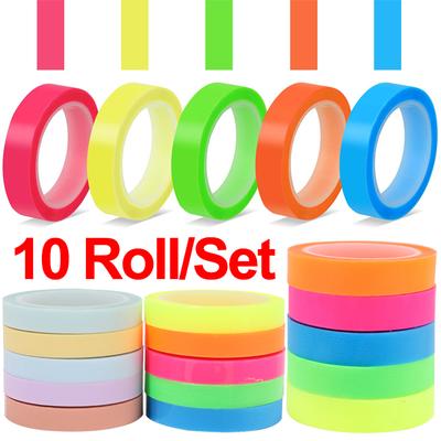 5/10Roll Waterproof Index Stickers Transparent Fluorescent Tape Tabs Reading Note Stationery Label School Office Students Gift
