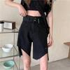 Fashionable Black Cropped Jeans Women's Summer Pants High Waisted Straight Leg Loose Wide Leg Shorts
