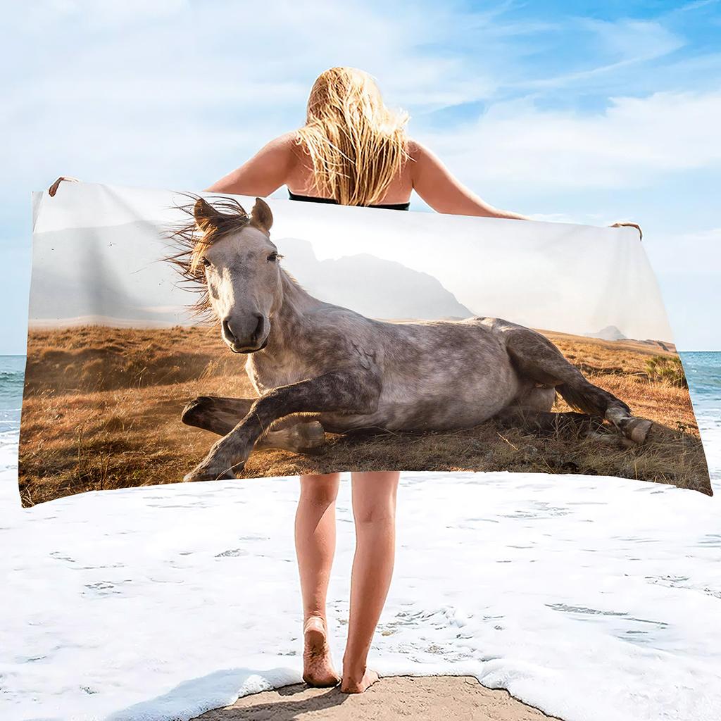 Grassland Horse Pattern Series Seaside Vacation Beach Towel Swimming Bath Towel Sports Towel