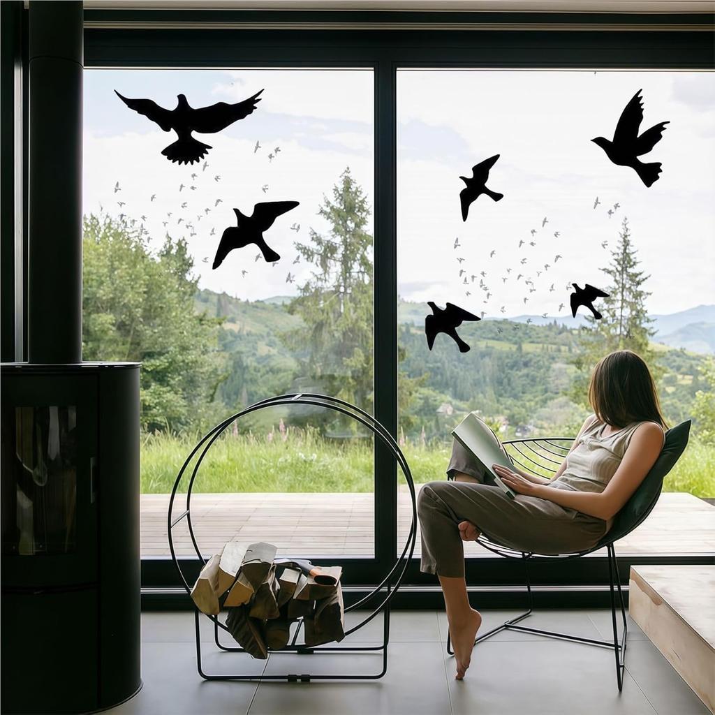 Anti-Collision Window Bird Stickers Decals Glass Door Protect and Save Bird Strikes (Clear)