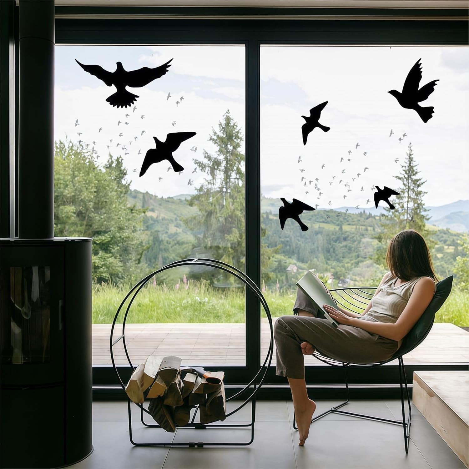 Anti-Collision Window Bird Stickers Decals Glass Door Protect and Save Bird Strikes (Clear)