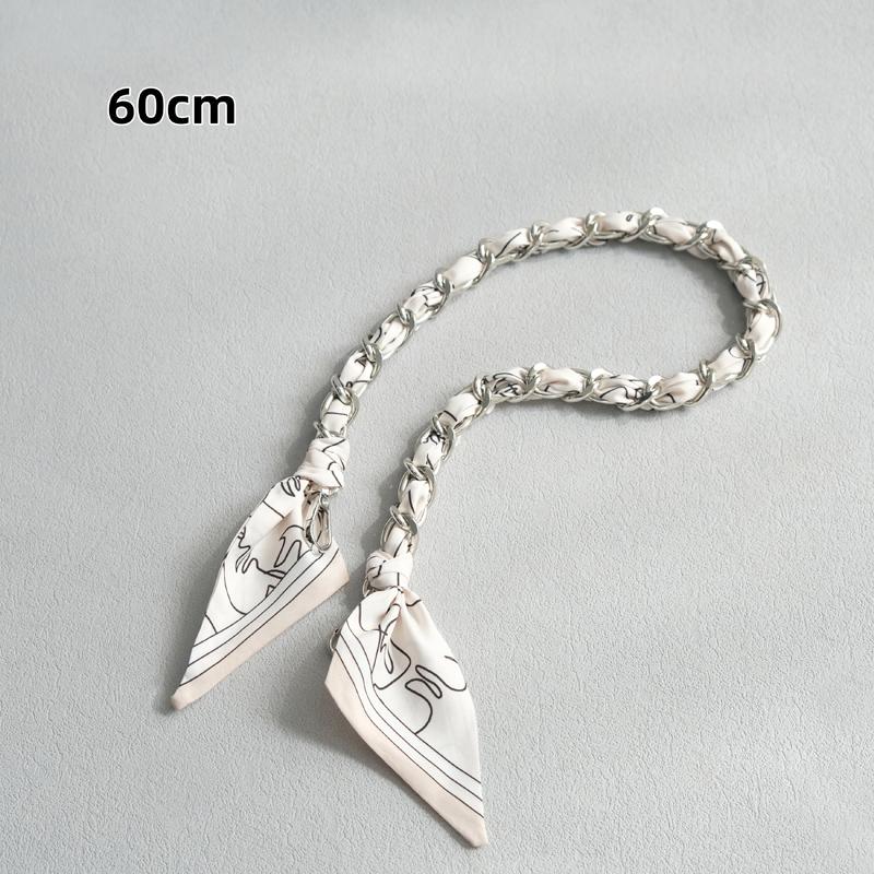 New Fashion Brand Woman Handbag Accessory Chains Detachable Floral Print Gold Silver Metal Silk Shoulder Strap Women DIY Chain Bag Handles