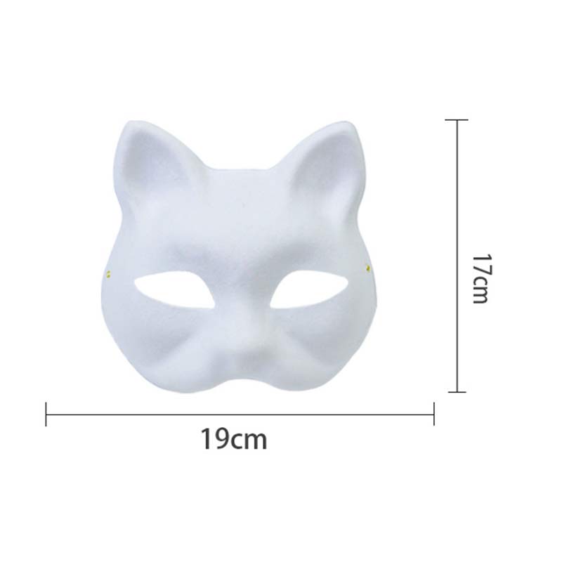 DIY White Pulp Mask Kit Fun Therians Mask Fox Cat Mask Children's Handmade Graffiti Half Face Mask for Masquerade Cosplay Party