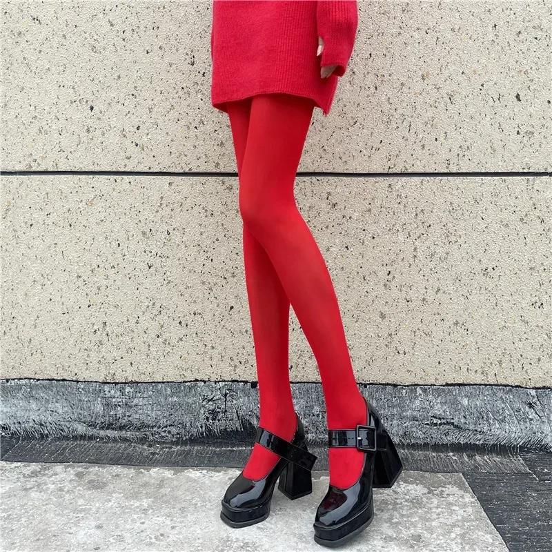 New Red Pantyhose Female Year Red Socks Sexy Anti-hook Silk Velvet Pantyhose Wedding Bride's Leggings for Women