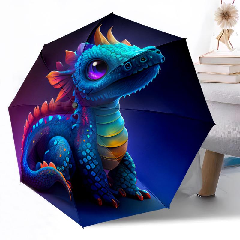 Dragon amidst floral splendor Outdoor Automatic Umbrella Sturdy 8 Rib Durable Plastic Iron Outdoor Daily Use Outdoor Accessory Perfect Gift Friends