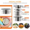 Outdoor Stainless Steel Camping Cookware Set Hiking Backpacking Cooking Picnic Bowl Pot Set