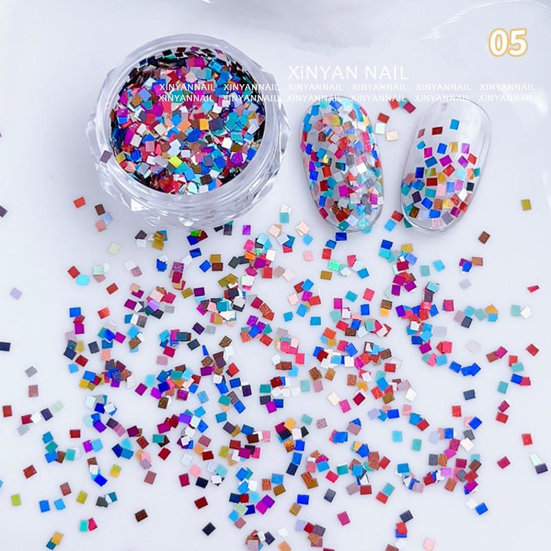 1Jar Colorful Iridescent Laser Nail Glitter Decoration Mixed Colors Sequin Flakes Manicure Accessories Diy Nail Art Design