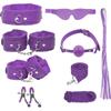 8pcs SM Sex Toy Set, Couple Sex Toys, Collars and Leashes, Handcuffs, Ankle Cuffs, Whips, Mouth Balls, Eye Masks, 10 Meter Rope, Nipple Clip Props