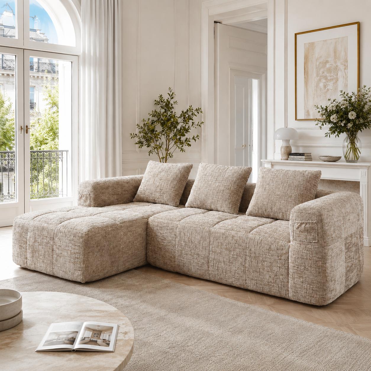 Modern Sectional Sofa, No Installation Required