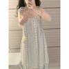 French Retro Fringed Splicing Sweet Dress Children's Summer New Thin Temperament Suspender Sleeveless Medium and Long Dress