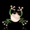 Fashion Cute Green Rhinestone Frog Brooch for Women Vintage Animal Funny Cartoon Froggy Bag Lapel Pins Badge Jewelry Gift